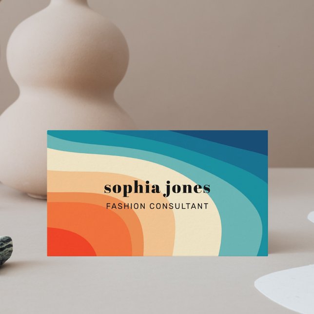 Retro Vintage 70s Rainbow Business Card (Creator Uploaded)
