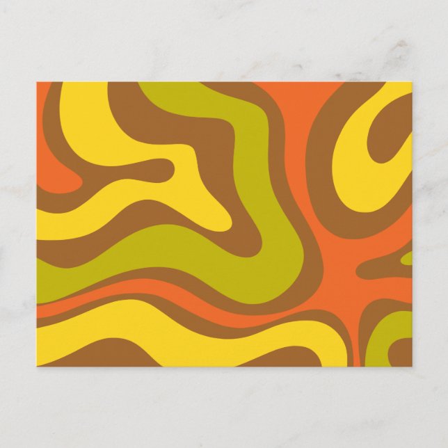 Retro Vintage 70s Swirl Abstract Funky Postcard (Front)