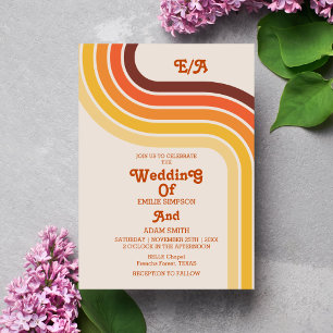 retro vintage 70s wedding invitation