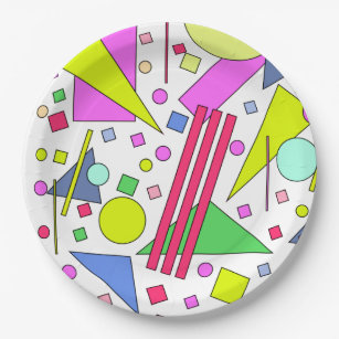 Retro Vintage 80s and 90s Style Paper Plate