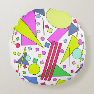 Retro Vintage 80s and 90s Style Round Cushion