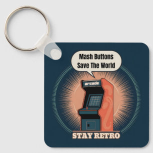 Retro Vintage 80s Arcade Gaming Nerdy Humour Key Ring