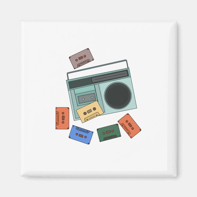 Retro Vintage 80's Music Magnet (Front)