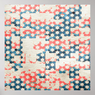 retro vintage abstract patchwork background on gru poster