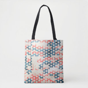 retro vintage abstract patchwork background on gru tote bag