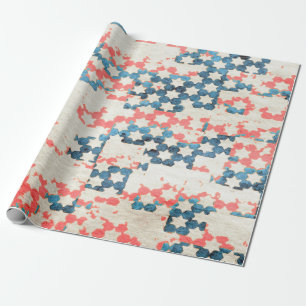 retro vintage abstract patchwork background on gru wrapping paper