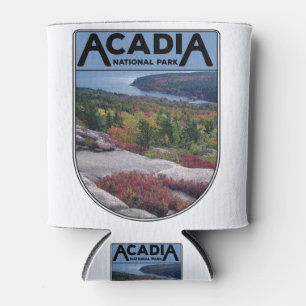 Retro Vintage Acadia National Park Maine Island Can Cooler