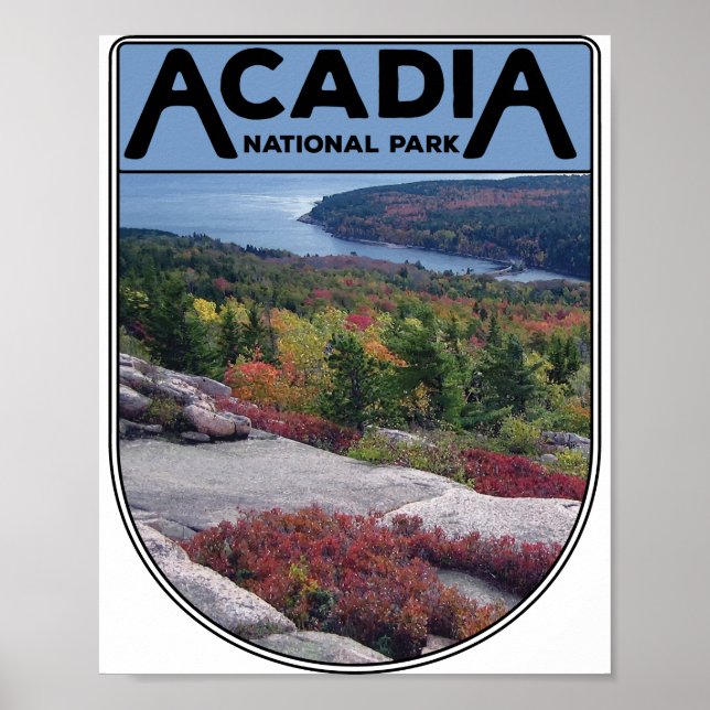 Retro Vintage Acadia National Park Maine Island Poster (Front)