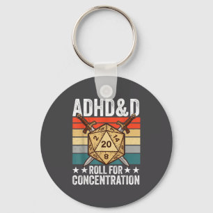 Retro Vintage Adhd&d Roll For Concentration Fu Key Ring