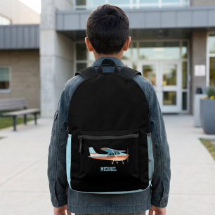 Retro Vintage Aeroplane School Aviation Boy Custom Printed Backpack