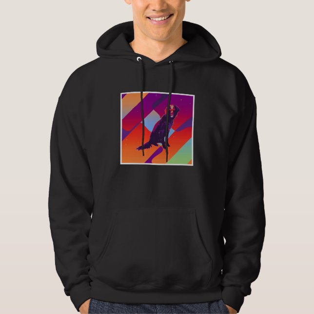 Retro Vintage Aesthetic Flat Coated Retriever Hoodie (Front)