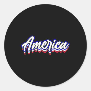 Retro Vintage America Usa Flag Memorial Day Vetera Classic Round Sticker