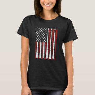 Retro Vintage American Flag Baseball 4th July T-Shirt