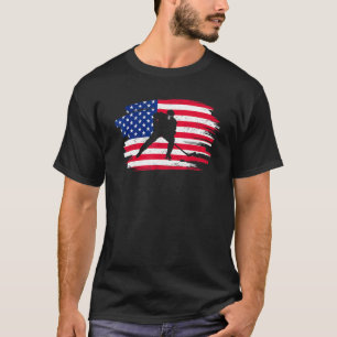 Retro Vintage American Flag Hockey 4th Of July T-Shirt