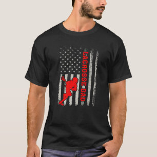 Retro Vintage American Flag Lacrosse Dad Father's T-Shirt
