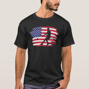 Retro Vintage American Flag Tennis 4th Of July T-Shirt