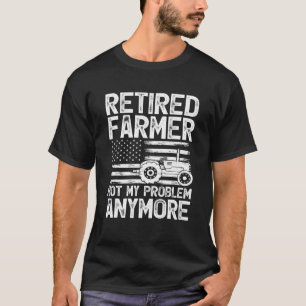 Retro Vintage American Flag Tractor Retired Farmer T-Shirt