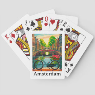 Retro Vintage Amsterdam Holland Canal City Travel Playing Cards