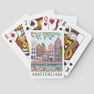 Retro Vintage Amsterdam Netherlands Architecture Playing Cards