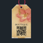 Retro Vintage Antique Floral Parchment QR Code Gift Tags<br><div class="desc">This beautiful and unique antique floral image has old light brown parchment effects. Add custom text and website QR code (delete if desired) to suit your needs.</div>