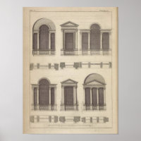 Retro Vintage Architectural Drawing Windows
