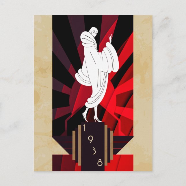 Retro Vintage Art Deco 1938 Woman  Postcard (Front)