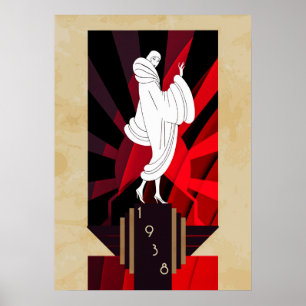 Retro Vintage Art Deco 1938 Woman Poster