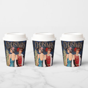 Retro vintage Art Deco Holiday ladies Paper Cups