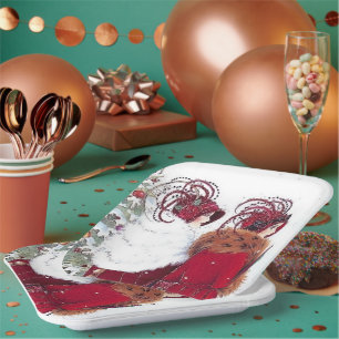 Retro vintage Art Deco Holiday ladies Paper Plate