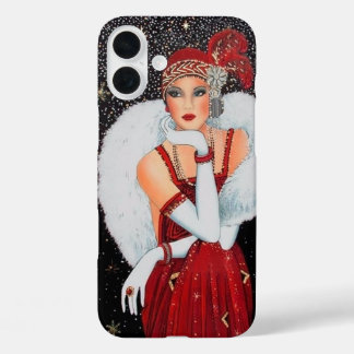 Retro vintage Art Deco lady iPhone 16 Plus Case