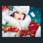 Retro vintage art deco lady Christmas poster<br><div class="desc">design by www.etsy.com/Shop/VanityFlairDesigns</div>