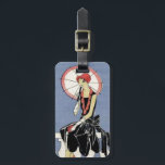 Retro Vintage Art Deco Lady Umbrella Luggage Tag<br><div class="desc">Retro Vintage Art Deco Lady Umbrella Luggage Tag</div>
