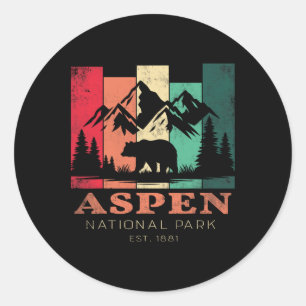 Retro Vintage Aspen Colorado Souvenir Kids Hiking  Classic Round Sticker