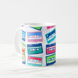 Retro Vintage Audio Tape Cassette Pattern Tank To Coffee Mug