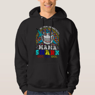 Retro Vintage Autism Awareness Mama Shark For Wome Hoodie