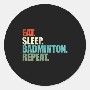 Retro Vintage Badminton Player Classic Round Sticker