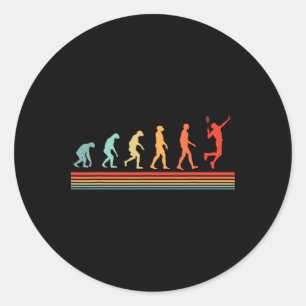 Retro Vintage Badminton Player Evolution Classic Round Sticker