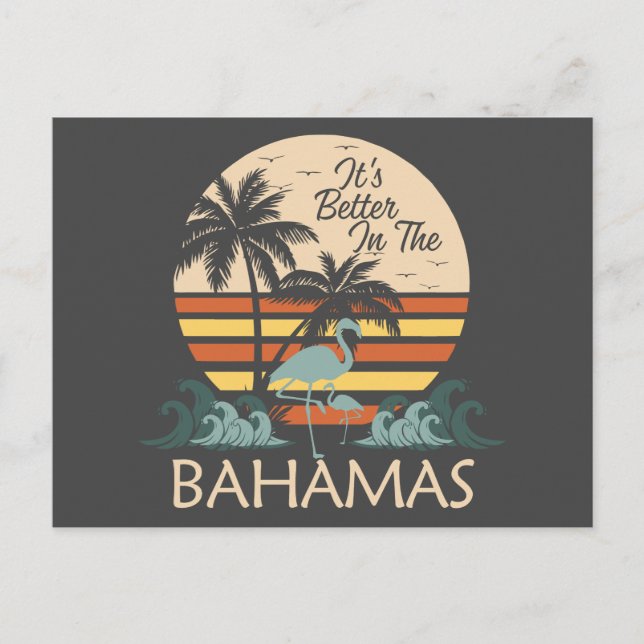 Retro Vintage Bahamas Postcard Vacation Cruise (Front)