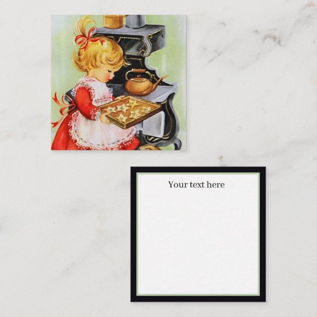 retro vintage baking girl add text card (Front/Back)
