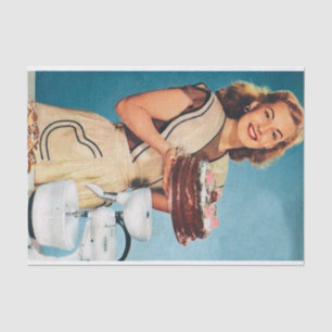 retro vintage baking lady decoupage tissue paper