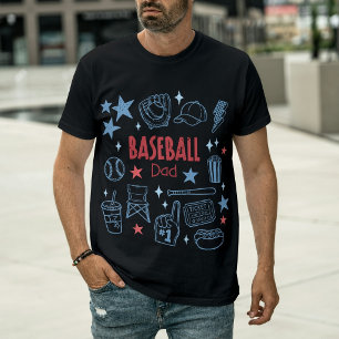 Retro Vintage Baseball Dad Game Day Icons T-Shirt