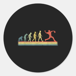 Retro Vintage Baseball Player Evolution Lover  Classic Round Sticker