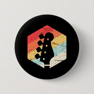 Retro Vintage Bass Guitar Players Rock Music Band 6 Cm Round Badge