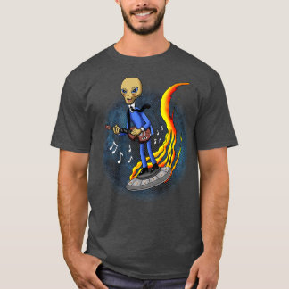 Retro Vintage  Bassist 60s Musician In Outer Space T-Shirt