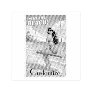 Retro Vintage Bathing Beauty Thunder_Cove Self-inking Stamp