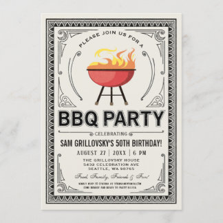 Retro Vintage BBQ Party Invitations