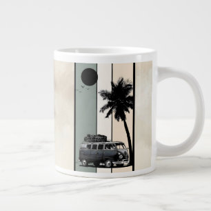 Retro Vintage Beach Van and Palm Tree Large Coffee Mug