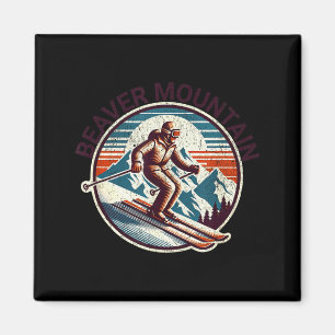 Retro vintage beaver mountain utah ski resort magnet