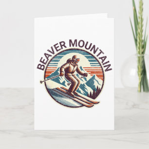 Retro Vintage Beaver Mountain Utah Ski Resort Wint Card