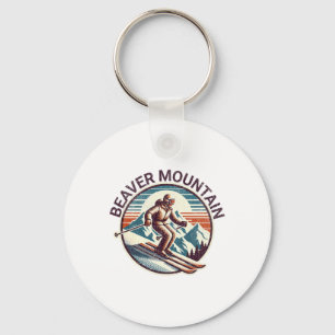 Retro Vintage Beaver Mountain Utah Ski Resort Wint Key Ring